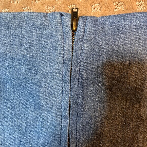 Free People Patchwork Denim SZ 4 Mini Skirt Stretchy y2k Hannah Montana 90s - Picture 7 of 10